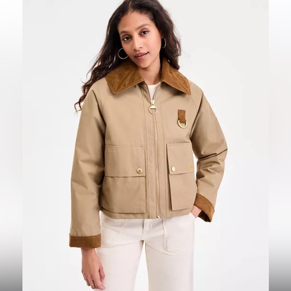 Barbour Nora Casual Barn Jacket in Military Brown - Picture 2 of 10